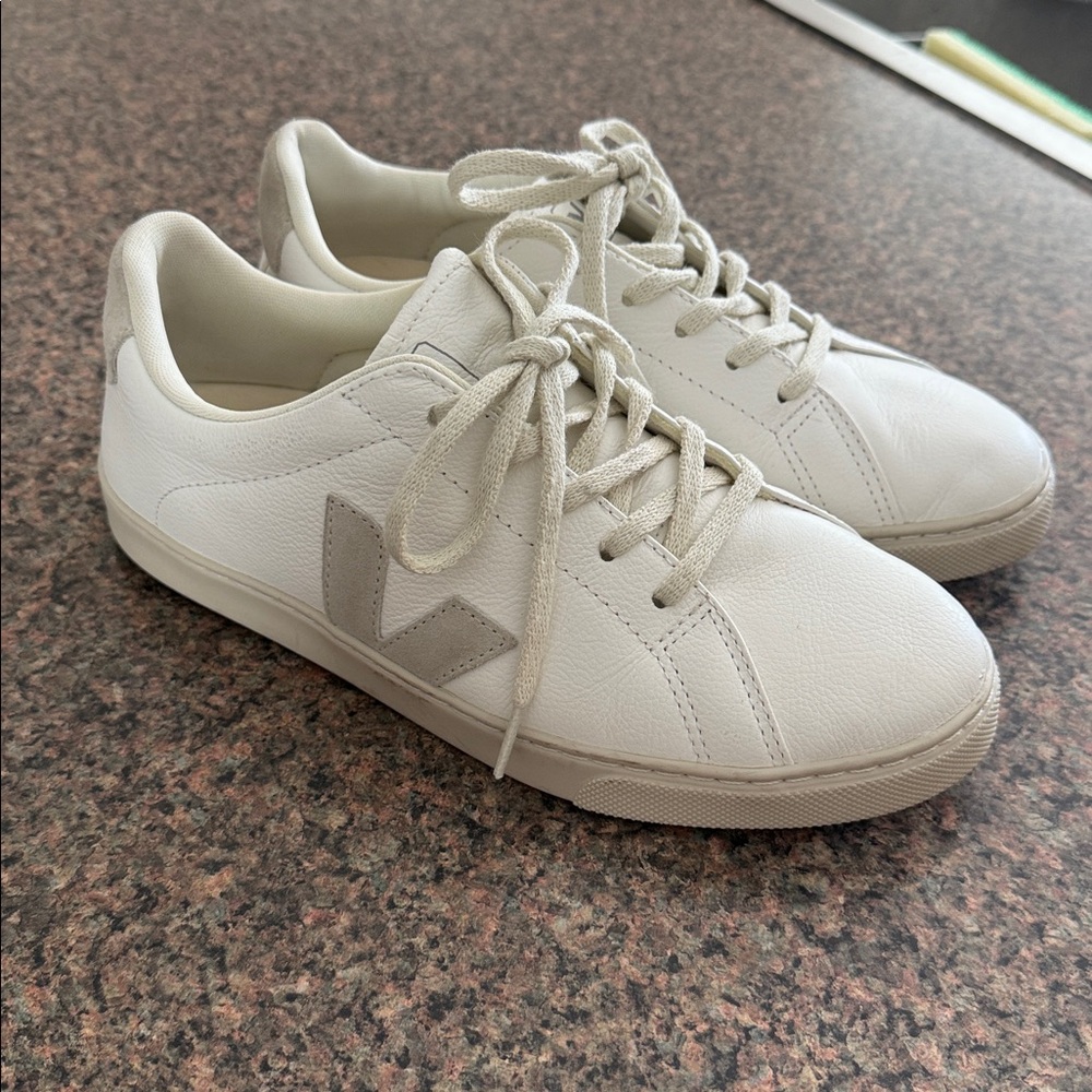 Veja Cream and Gray Sneakers